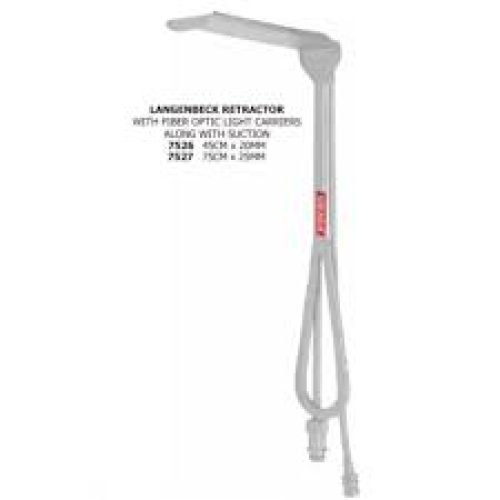 Langenbeck Retractor With Fiber Optic Light Carriers Along With  Suction